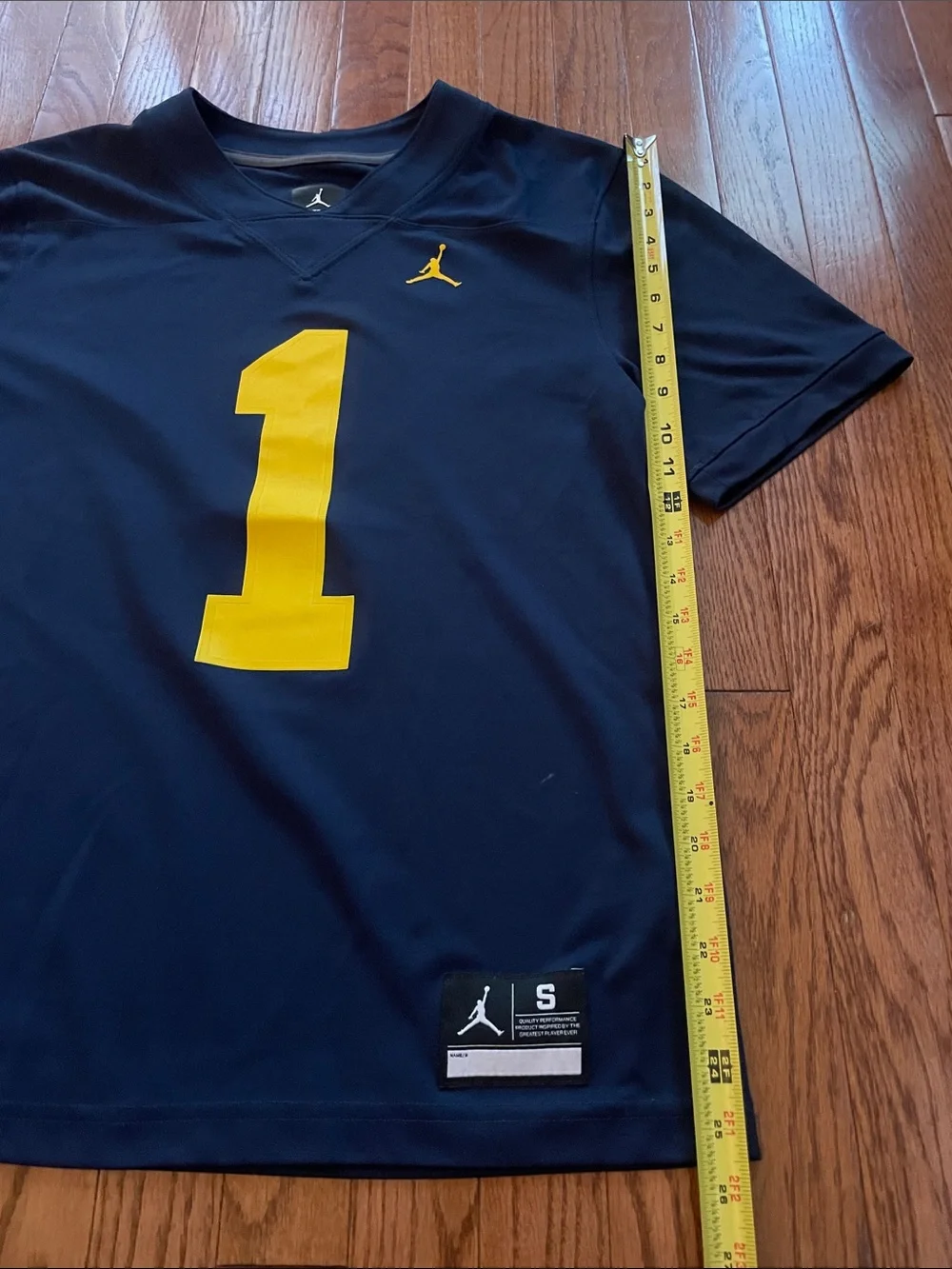 Jordan Michigan Wolverines Navy Blue Dri Fit Number 1 Jersey Sz S